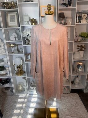 BCBG MAXAZARIA faux suede pale pink Shift Dress